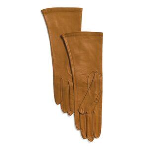 PORTOLANO tobacco Leather And Silk Basic Gloves